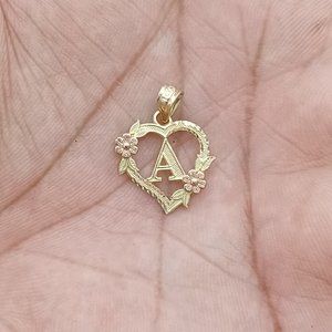 10kt real gold heart latter A pendant